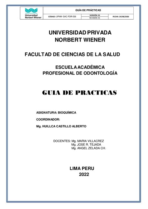 Guia De Practicas Farmacolog A Cdigo Upnw Gac For Versi