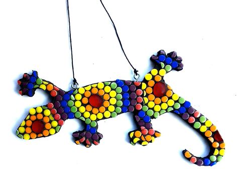 Rainbow Mosaic Lizard Gecko Glass Art Tie Dye Style Hippie Etsy