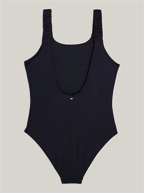 Hilfiger Monotype Logo One Piece Swimsuit Blue Tommy Hilfiger