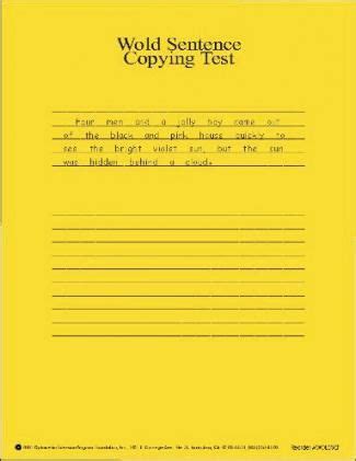 Wold Sentence Copying Assessment Manual