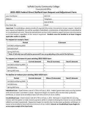 Fillable Online 2223 Federal Direct Loan Request And Adjustment Form