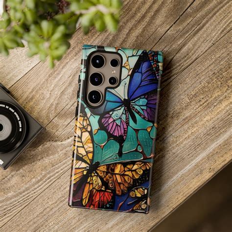 Stained Glass Butterfly Tough Phone Case Fits Galaxy S24 S23 S22 S21 S20 Plus Ultra Iphone 15 14