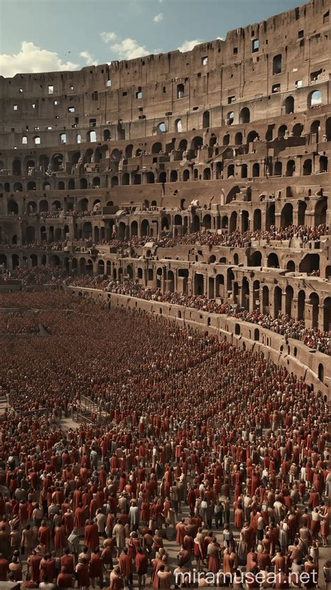 Dramatic Roman Colosseum Scene With Cheering Crowds Hyper Realistic