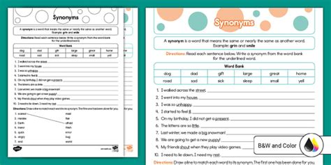 Second Grade Synonyms Activity Teacher Made Twinkl Worksheets Library