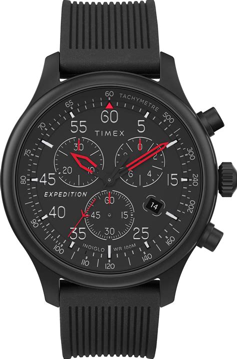 Timex Montre Chronographe Pour Homme Expedition Field Noir Silicone