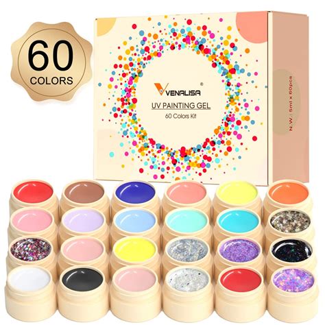 Amazon VENALISA Gel Paint For Nails Art Kit 60 Colors Solid Gel