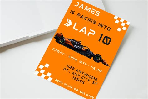 Formula 1 Birthday Invitation Mclaren Invitation F1 Party Invite