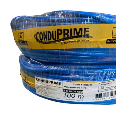 Cabo Flexivel 10mm Rolo 100 Metros 100 Cobre Conduprime Azul Leroy