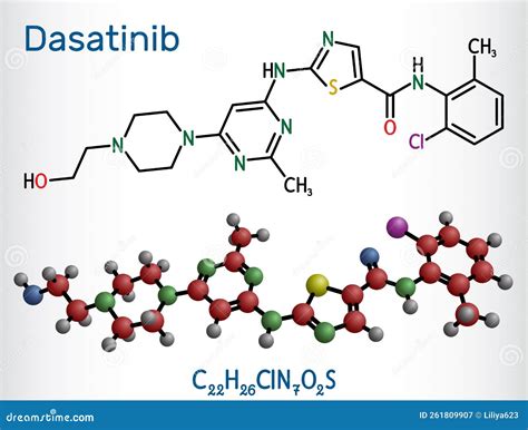 Molecule Of Dasatinib Molecular Model Conceptual D Rendering Stock