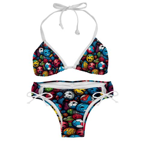 Football Swim Wear Bikini Set With Detachable Sponge Adjustable Strap