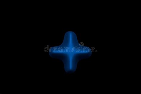 Glossy Blue Soft Plastic Font Plus Isolated On Black Background 3d