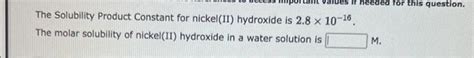 Solved The Solubility Product Constant for nickel(II) | Chegg.com