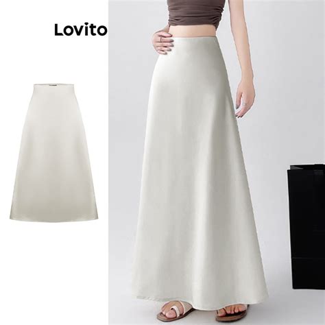 Lovito Saia elegante zíper simples para mulheres L104ED013 Shopee