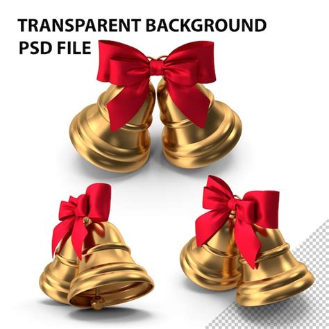 Dos Campanas De Navidad Con Cinta Roja Png Archivo PSD Premium