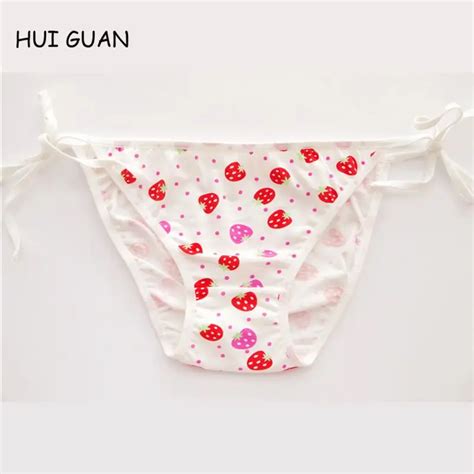 Hui Guan Sexy Strawberry Fuirt Cute Girl Underwear Lingerie Women Fashion Cartoon Cotton Panties