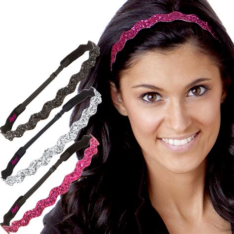 Hipsy Adjustable Non Slip Wave Bling Glitter Headbands For