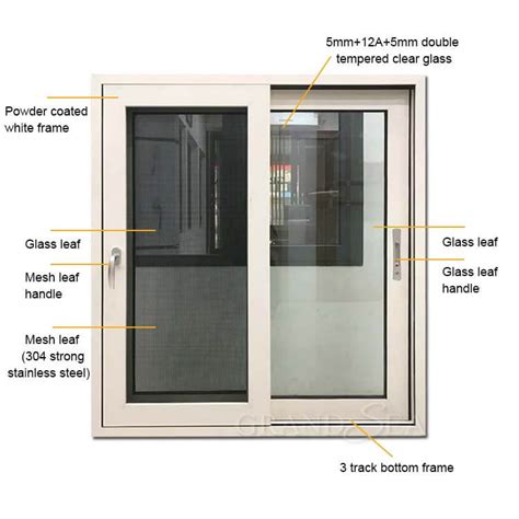 Best Powder Coated White Color Track Aluminium Sliding Window With