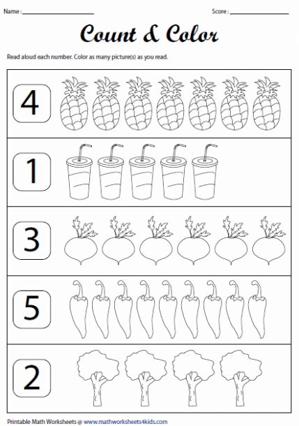 Numbers 1-5 Worksheets