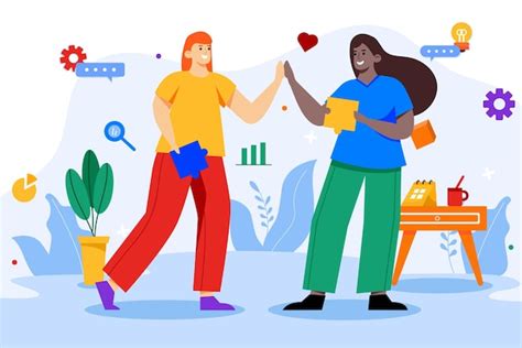 Premium Vector Teamwork Color Concept With People Scene In The Flat