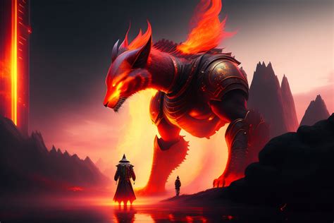 Lexica The Digital Concept Art Of A Monster Of Fire Standing Outside