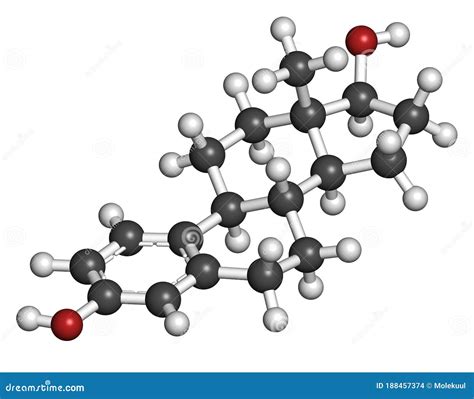 Estradiol Estrogen Female Sex Hormone Molecule Atoms Are Represented