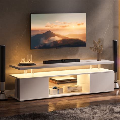 LED Entertainment Center with Glass Shelf，TV Stand for 60 Inch TV, Media TV Console with Over ...