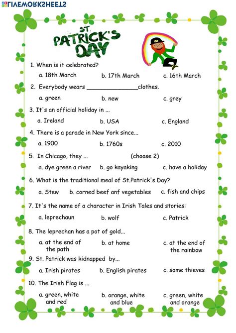 Saint Patrick s Day online activity for 6º Primaria You can do the