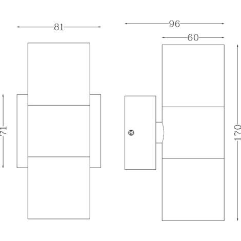 Knightsbridge 230V IP54 GU10 Up And Down Wall Light Anthracite OWALL02A