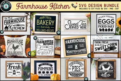 Farmhouse Kitchen Signs SVG Design Bundle