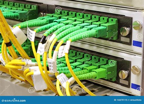 Sc Connectors In Patch Panel Stock Image Image Of Communication