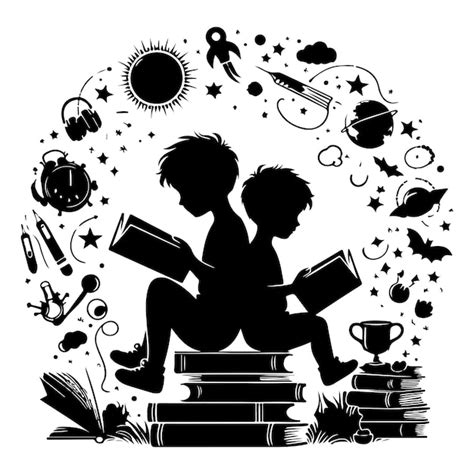 A child reading book silhouette Vector child reading book Vector child reading book illustration ...