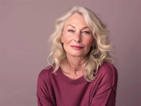 Premium Photo A Woman With Blonde Hair And A Purple Sweater