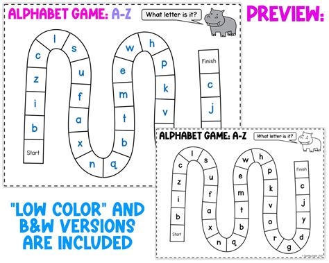 Alphabet Board Games Printable and Digital Alphabet Activity Alphabet ...