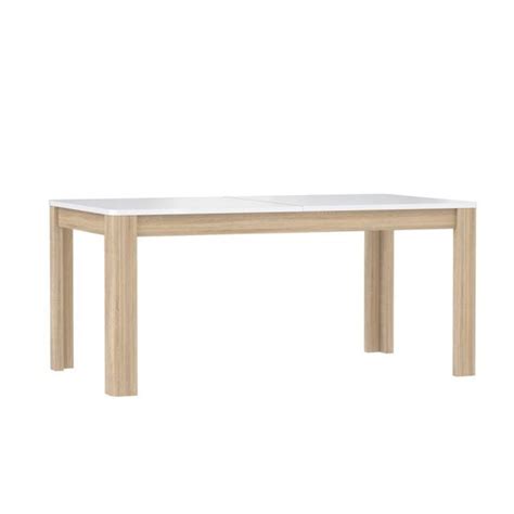 Meubletmoi Table De Repas Extensible 160 206 Cm Plateau Blanc Et Bois