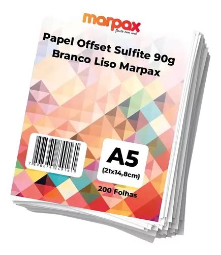 Papel Offset A5 90g Branco Liso Marpax 200 Folhas Parcelamento Sem Juros