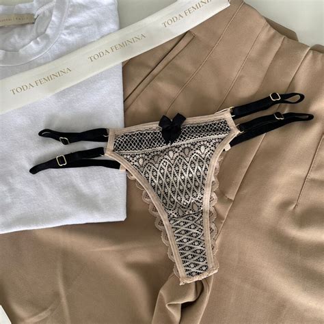 Calcinha String Dupla Fio Dental Nude Preto Mia Toda Feminina