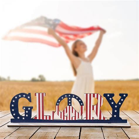 Patriotic Table Decoration Signs Memorial Day Table Decor Wooden Table