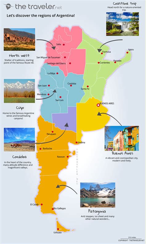 Places to visit Argentina: tourist maps and must-see attractions