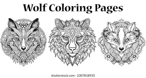 Set Wolf Line Art Coloring Pages Stock Vector (Royalty Free) 2307818935 | Shutterstock