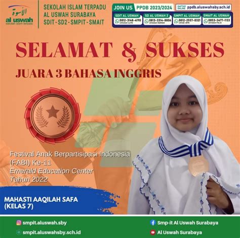 Mahasti Siswi Smpit Al Uswah Raih Juara Lomba Bahasa Inggris Al