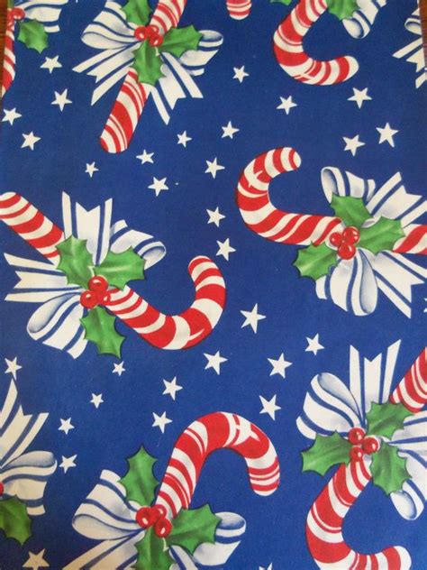 Vintage Christmas Wrapping Paper 1940s Candy Canes Etsy Vintage Christmas Wrapping Paper