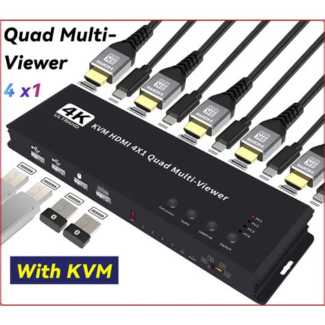 4K HDMI KVM Switch 4x1 Quad Multi Viewer 4 Em 1 Processador De Tela