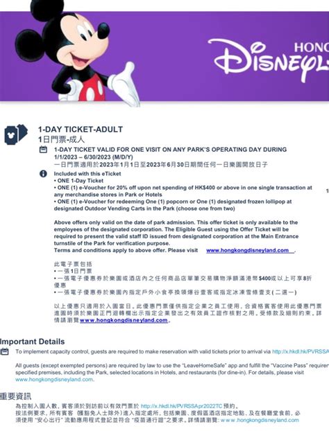 包免費爆谷雪條＋8折卷 Hong Kong Disneyland 香港迪士尼門票兩張 306前用 門票＆禮券 本地景點門票及交通