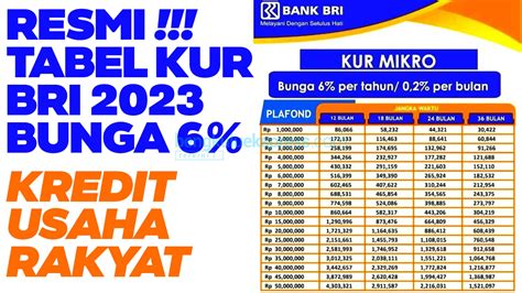 Tabel Pinjaman Kur Bri Rp Juta Angsuran Cicilan Rp Ribuan Cek