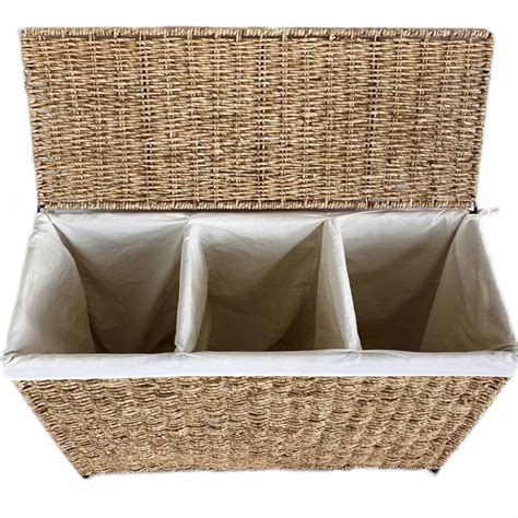 Maize 3 Section Hamper W Liner Honey America Basket