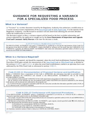 Guidance For Requesting A Variance And Or Haccp Plan Doc Template