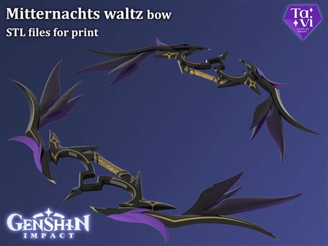 Stl File Fischl’s Bow Mitternachts Waltz 3d Print Stl Files For Genshin Impact Cosplay Prop 🏹・3d