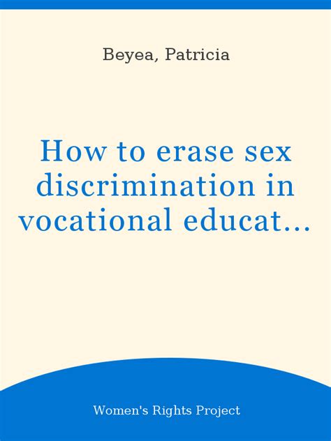 How To Erase Sex Discrimination In Vocational Education Womens Rights