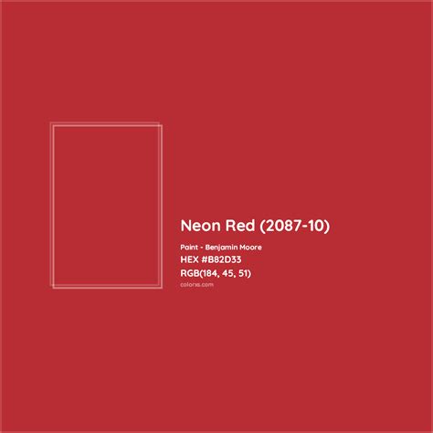 Benjamin Moore Neon Red 2087 10 Paint Color Codes Similar Paints And Colors