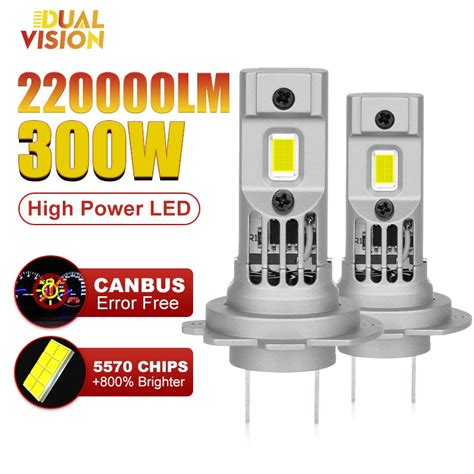 2Pcs H7 LED Canbus Headlight Light 220000LM 300W Mini LED H7 Bulb Led